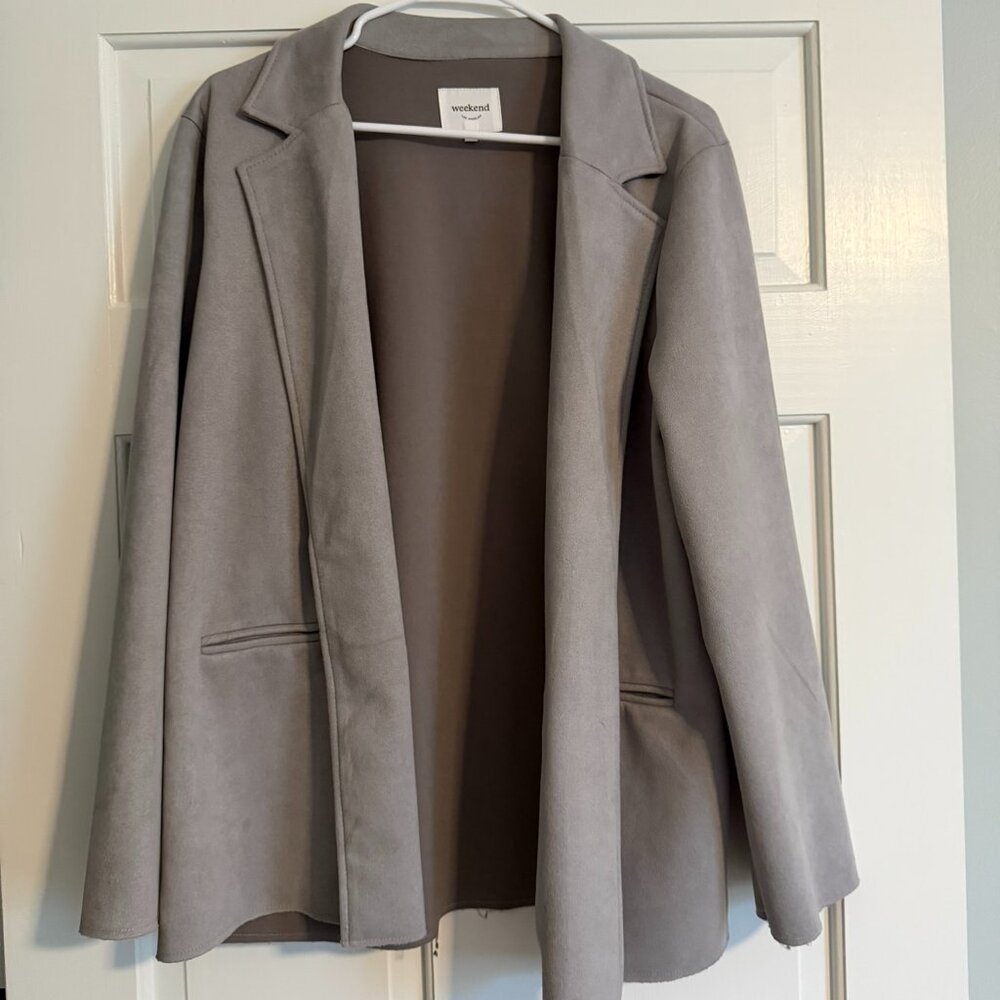 Over Sized Grey Suede Like Blazer